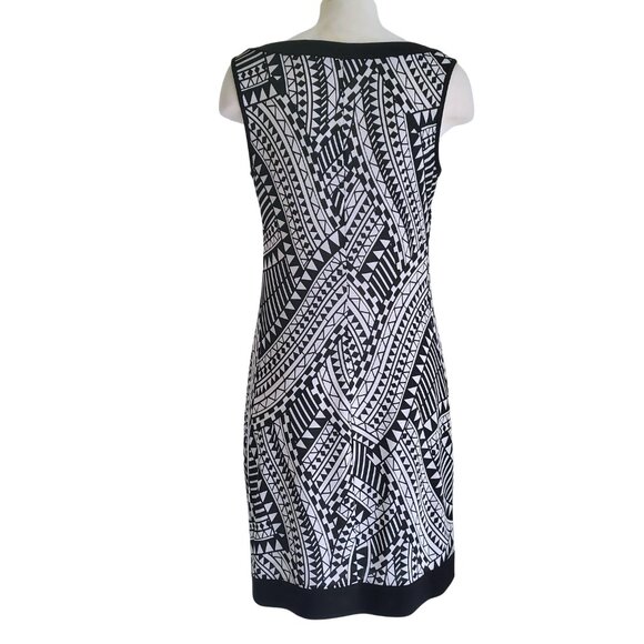 60s Mod Print Retro Nina Ricci Style Sleeveless Dress Black & White Shift Dress - Picture 3 of 14